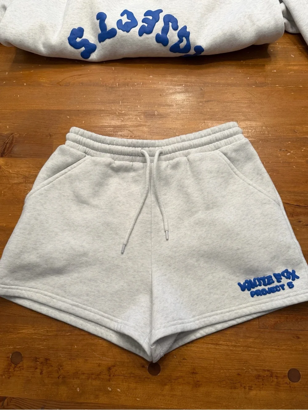 White Fox Project 5 Grey/Blue Hoodie & Shorts Set
